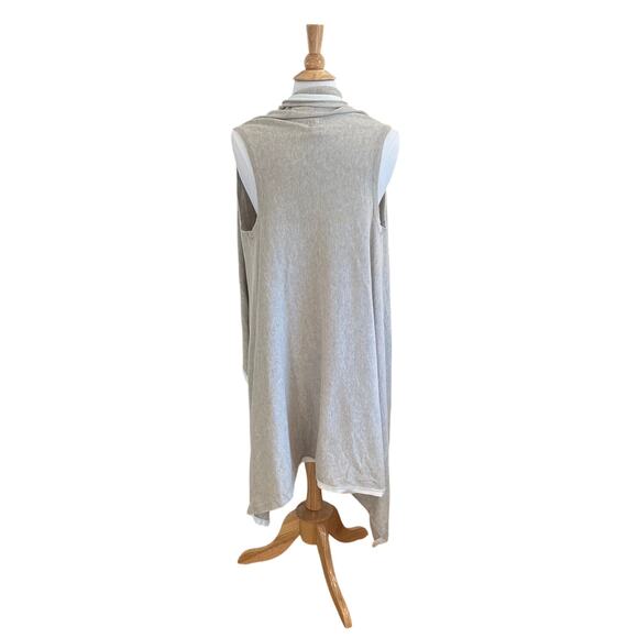 Zestt Organic Cotton Beige Sleeveless Long Open Front Cardigan, Duster, OS - Picture 4 of 8